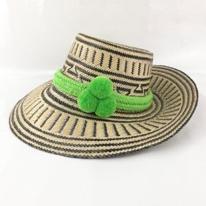 Handwoven Hat Band with Pom Poms